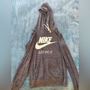 Charcoal Nike Hoodie, White Logo